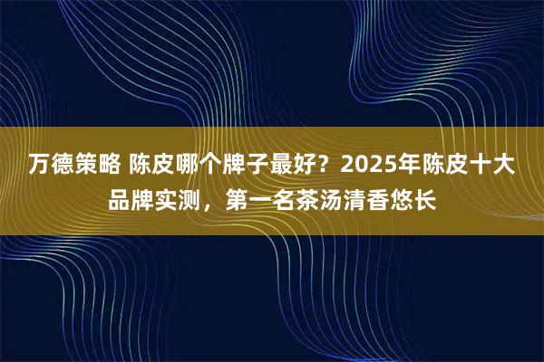 万德策略 陈皮哪个牌子最好？2025年陈皮十大品牌实测，第一名茶汤清香悠长